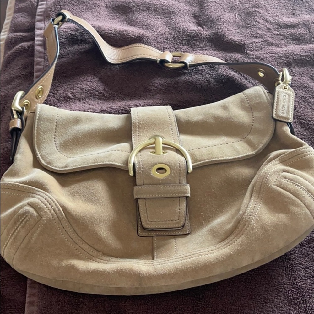 Coach Tan Suede Shoulder Bag